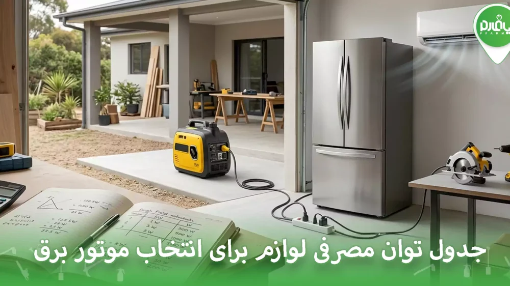 جدول توان مصرفی لوازم برای انتخاب موتور برق